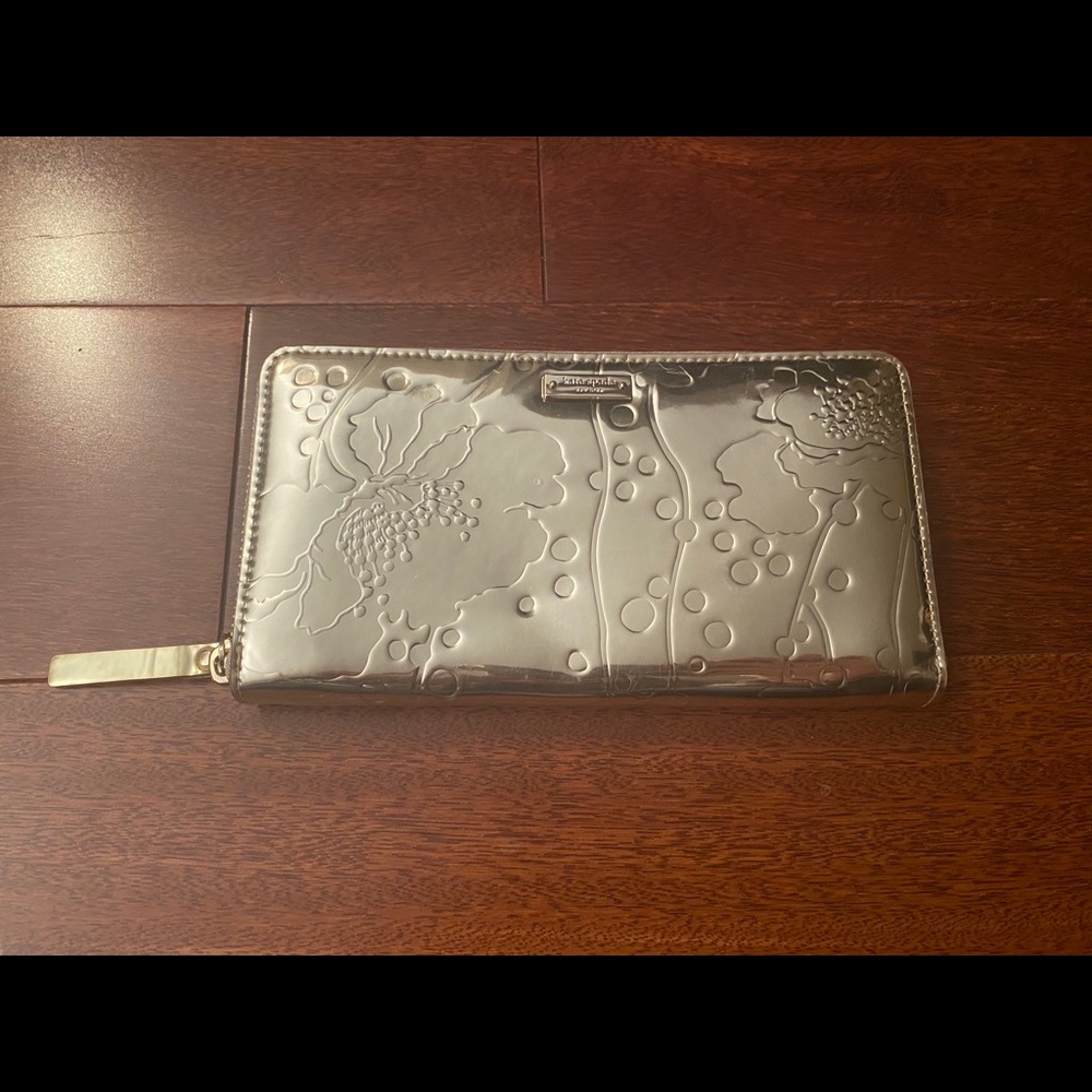 Kate Spade Zip Around Shiny Gold Design Wallet